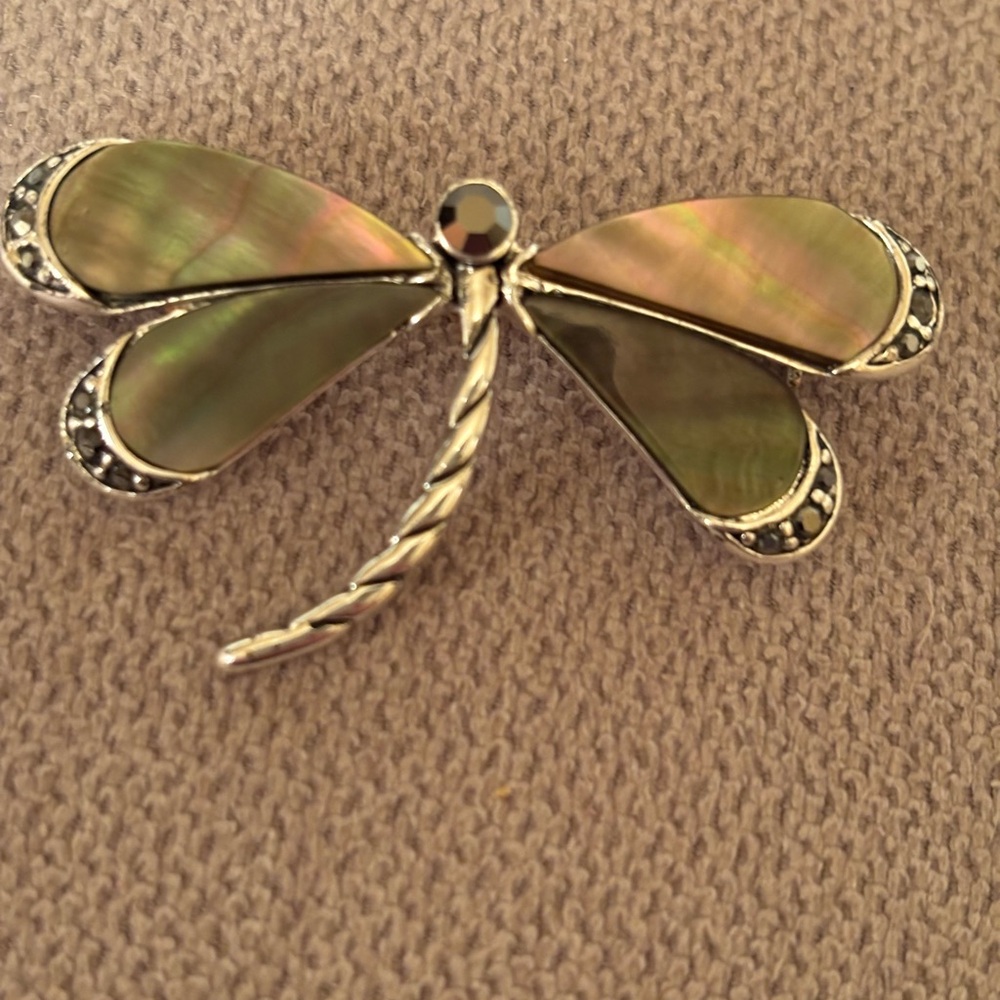 Elegant Dragonfly Brooch with Iridescent Wings by Monet